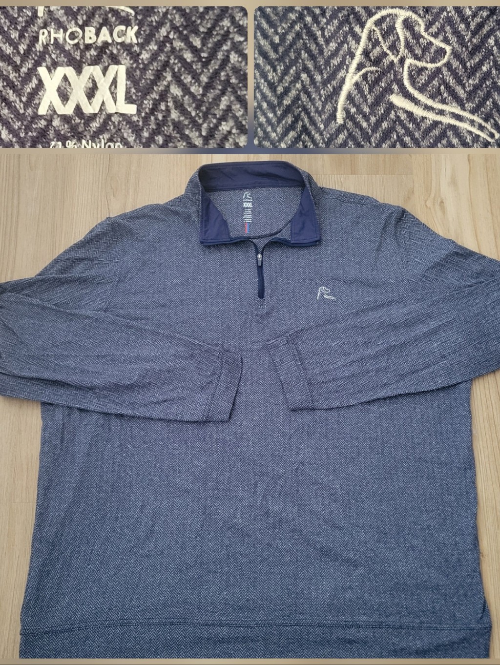 Rhoback Men's Herringbone Performance Quarter Zip Sweater Size 3xl Worn Read